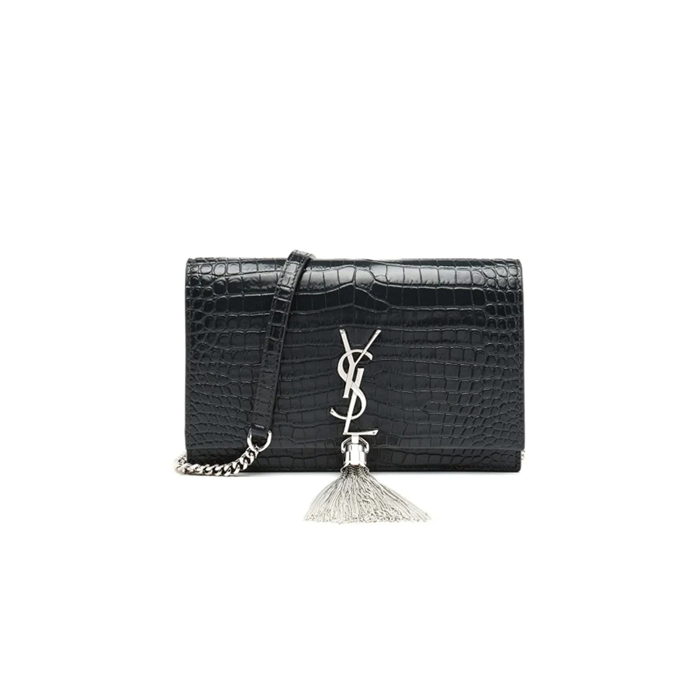 Y*S*L KATE MONOGRAM TASSEL CHAIN WALLET IN CALFSKIN CROCODILE EMBOSSED 452159DND1N1000 (19*12.5*4cm)